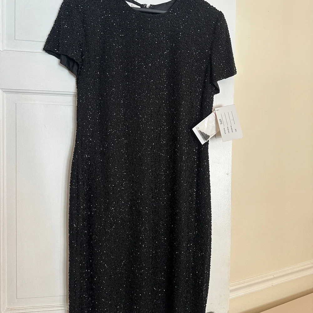 Vintage NWT Laurence Kazar Fully Beaded Black Formal Dress size medium